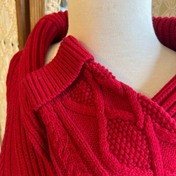 Vintage Eddie Bauer Red Chunky Knit Women's Sweater - Picture 8 of 13